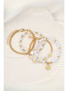 White 4pcs Daisy Pearl Beaded Chain Bracelet Set