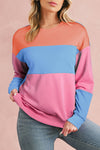 Sky Blue Colorblock Drop Shoulder Sweatshirt