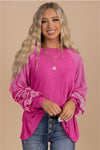 Brown Contrast Print Striped Raglan Long Sleeve Loose Top