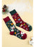 Racing Red Christmas Cartoon Pattern Color Block Tube Socks