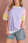 White Colorblock Patchwork Oversized T Shirt