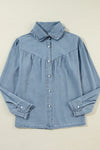 Button Up Long Sleeve Denim Top