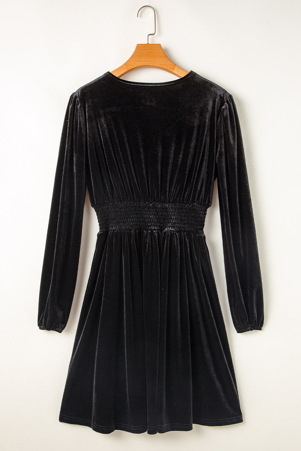 Surplice Long Sleeve Velvet Dress