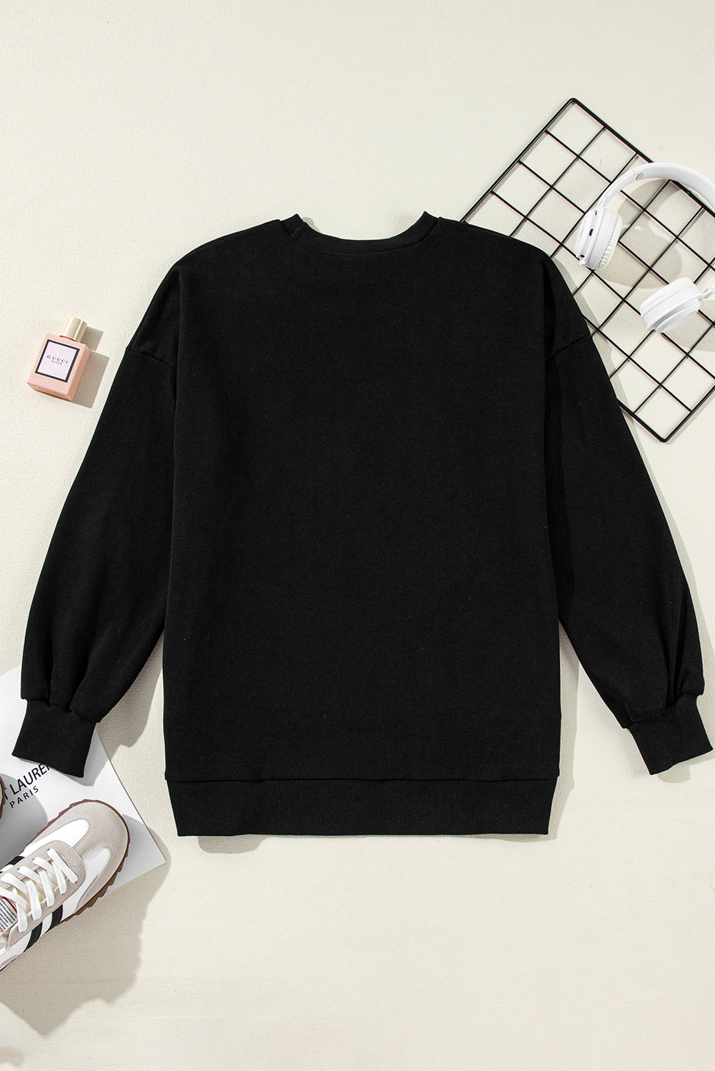 Bonbon Solid O Neck High Low Hem Pullover Sweatshirt