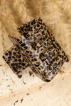 White Leopard Print Cutout Square Hair Claw