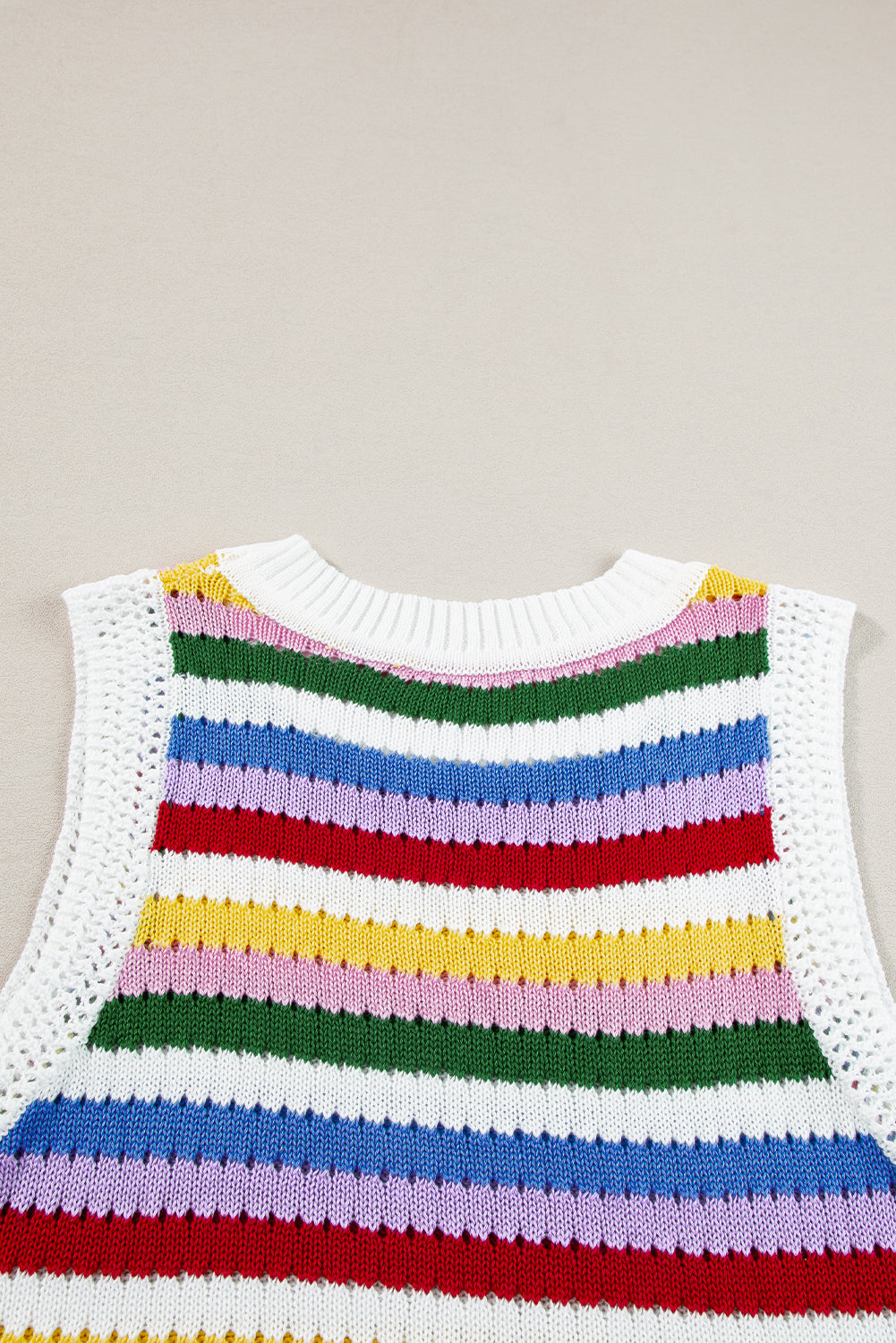 Multicolour Striped Cutout Knit Tank Top