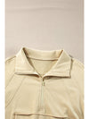 Parchment Quarter Zip Stand Neck Kangaroo Pocket Sweatshirt