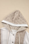 Light Blue Quilted Textured Patchwork Hooded Jacket