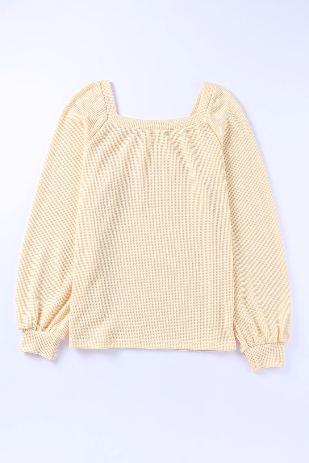 Brown Waffle Texture Casual Square Neck Pullover Top