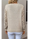 Sweaters Apricot Plain Cut Out Sleeve V Neck Sweater.