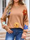 Angel Wings Crochet Flower Round Neck Sweater - Cocoa Yacht Club