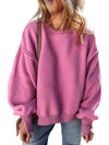 Bright Pink Sherpa Seamed Drop Shoulder Oversized Sweatshirt