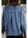 Blue Stripe Washed Oversized Pocketed Denim Jacket