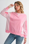 Bonbon Colorblock Patchwork Drop Shoulder Loose Sweatshirt