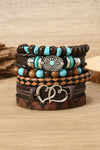 Cinnamon 6pcs Vintage Turquoise PU Faux Leather Bracelet Set