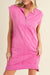 Bonbon Zipped Collar Cap Sleeve Pocketed Sweatshirt Dress