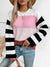 Color Block Round Neck Long Sleeve Sweater