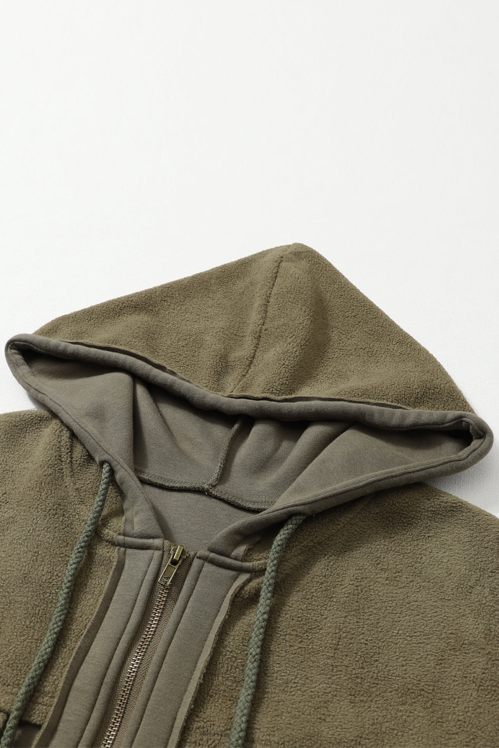 Grey Bishop Sleeve Zip Up Hoodie Jacket with Flap Pockets