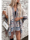 Beige Casual Loose Jacquard Cape Poncho Jacket