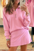 Pink Half Zip Sporty Pullover Mini Skirt 2pcs Outfit