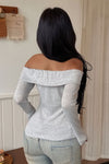 Light Grey Slim Fit Off Shoulder Long Sleeve Top