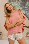BiBi Woven Top With Fold Over Back Detail
