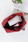 Pink Pu Cute Smile Valentines Heart Patched Makeup Bag