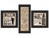 Set Of Three Beer Time Black Framed Print Wall Art