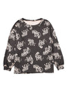 White Animal Print Drop Sleeve Pullover Sweatshirt