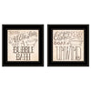 Set Of Two Soak And Unwind 3 Black Framed Print Bathroom Wall Art