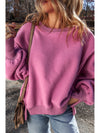 Bright Pink Sherpa Seamed Drop Shoulder Oversized Sweatshirt