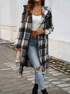 Devine Plaid Long Sleeve Hooded Coat - Cocoa Yacht Club