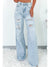 Beau Blue Light Wash Distressed High Waist Wide Leg Jeans