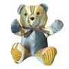 Qu’Importe le Flacon Vintage Silk Scarf Patchwork Teddy Bear
