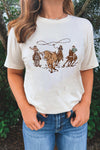 White Retro Graphic Cotton Blend Graphic Tee