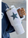 White 40oz Star Shape Full Rhinestone Stainless Portable Cup