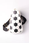 Black Football Pattern PU Leather Zipped Crossbody Bag