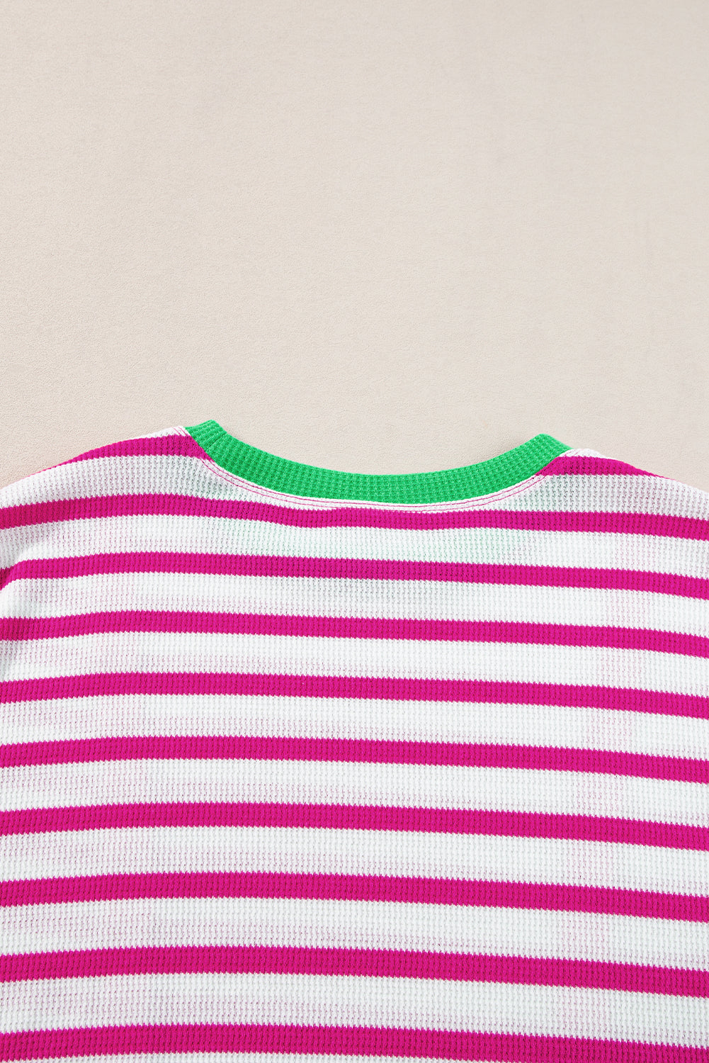 Rose Stripe Contrast Trim Crew Neck Knit Tee