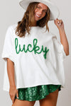 White Tinsel Lucky St Patrick Graphic Tee