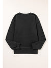 Black Snap Button Side Slits Solid Color Sweatshirt