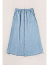 Dark Grey Fully Buttoned Long Denim Skirt