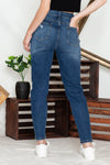 Blue Distressed Button Fly High Waist Skinny Jeans