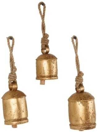 Deco 79 Gold Metal Tibetan Inspired Decorative Giant XL Cow Bells