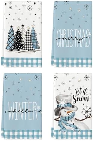 Artoid Mode Red Black Buffalo Plaid Snowman, Set of 4