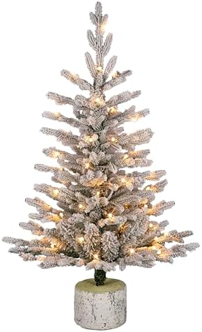 International 4.5ft Pre-Lit Potted Flocked Arctic Fir Christmas Tree
