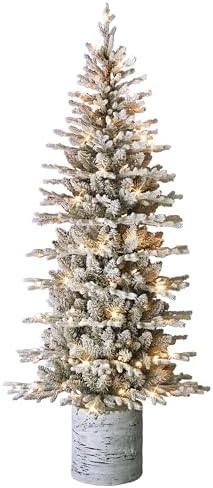 International 4.5ft Pre-Lit Potted Flocked Arctic Fir Christmas Tree