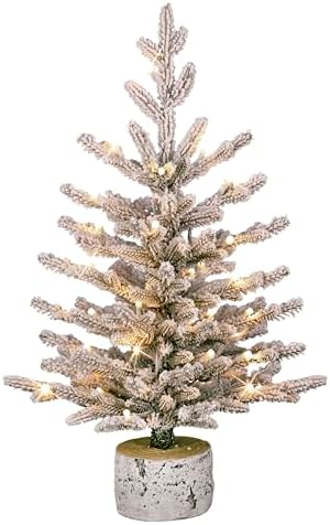 International 4.5ft Pre-Lit Potted Flocked Arctic Fir Christmas Tree