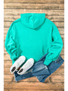 Smoke Green Half Zipper Kangaroo Pockets Drop Shoulder Hoodie