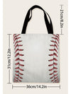 White Baseball Print Canvas Tote Bag 34*2*31cm