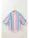 Contrast Stripes Collared Neck Button Up Shirt